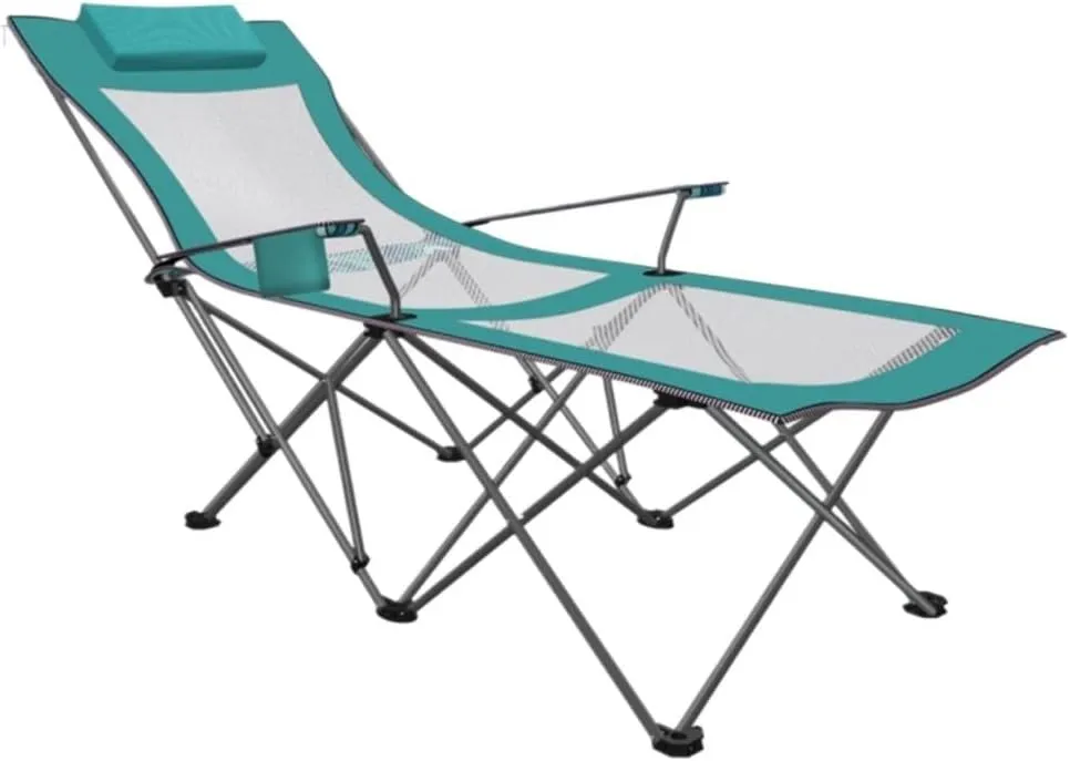 Camping Chair Camp Chair Portable Camping Chair with Footrest Mesh Backrest Folding Reclining Lunch Break Bed Sitting Lying Dual-Purpose Beach Seat s Outdoor Fishing Chair