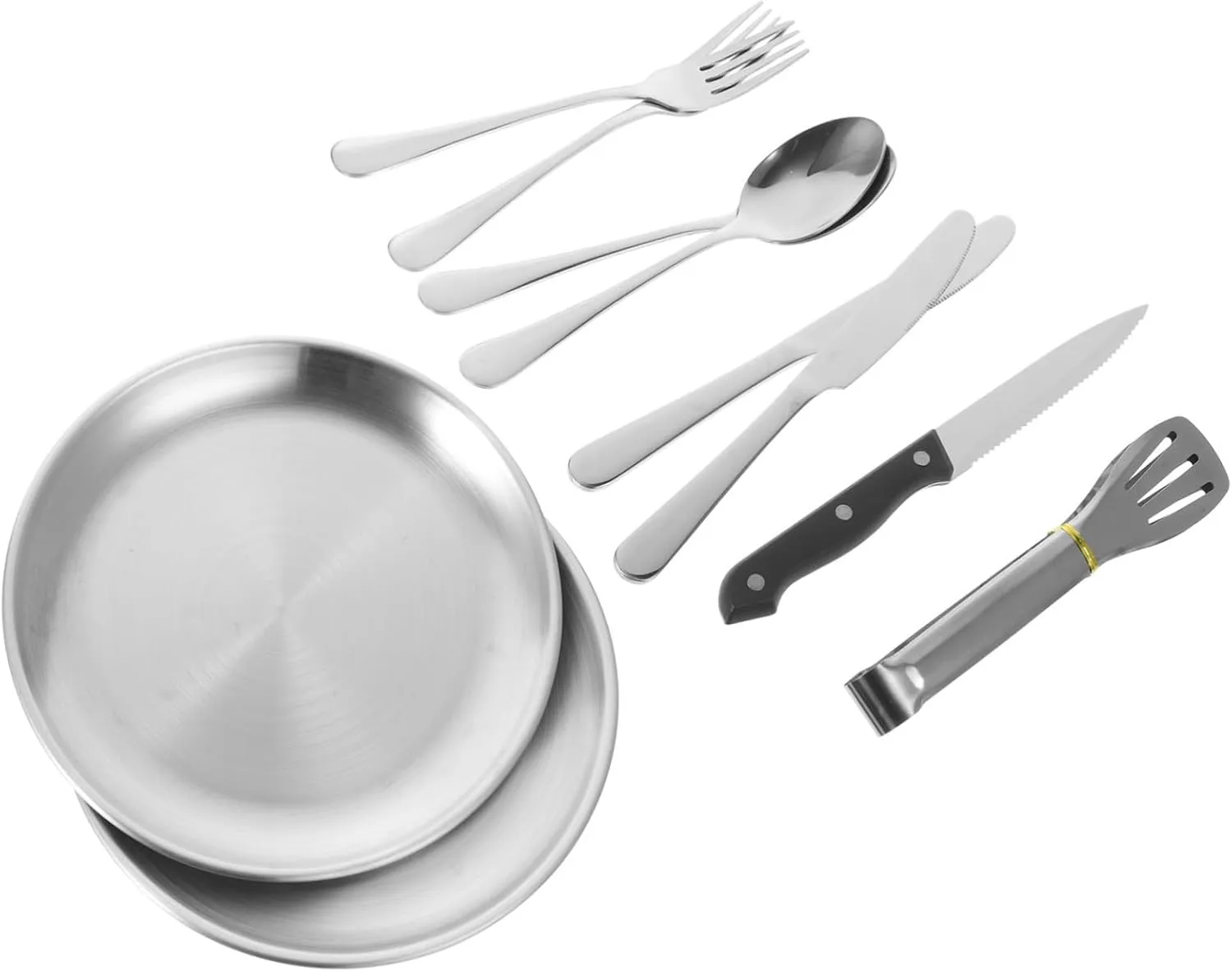 Camping Kit 10pc Stainless Steel Utensils Set for Outdoor BBQ Picnic to Organize
