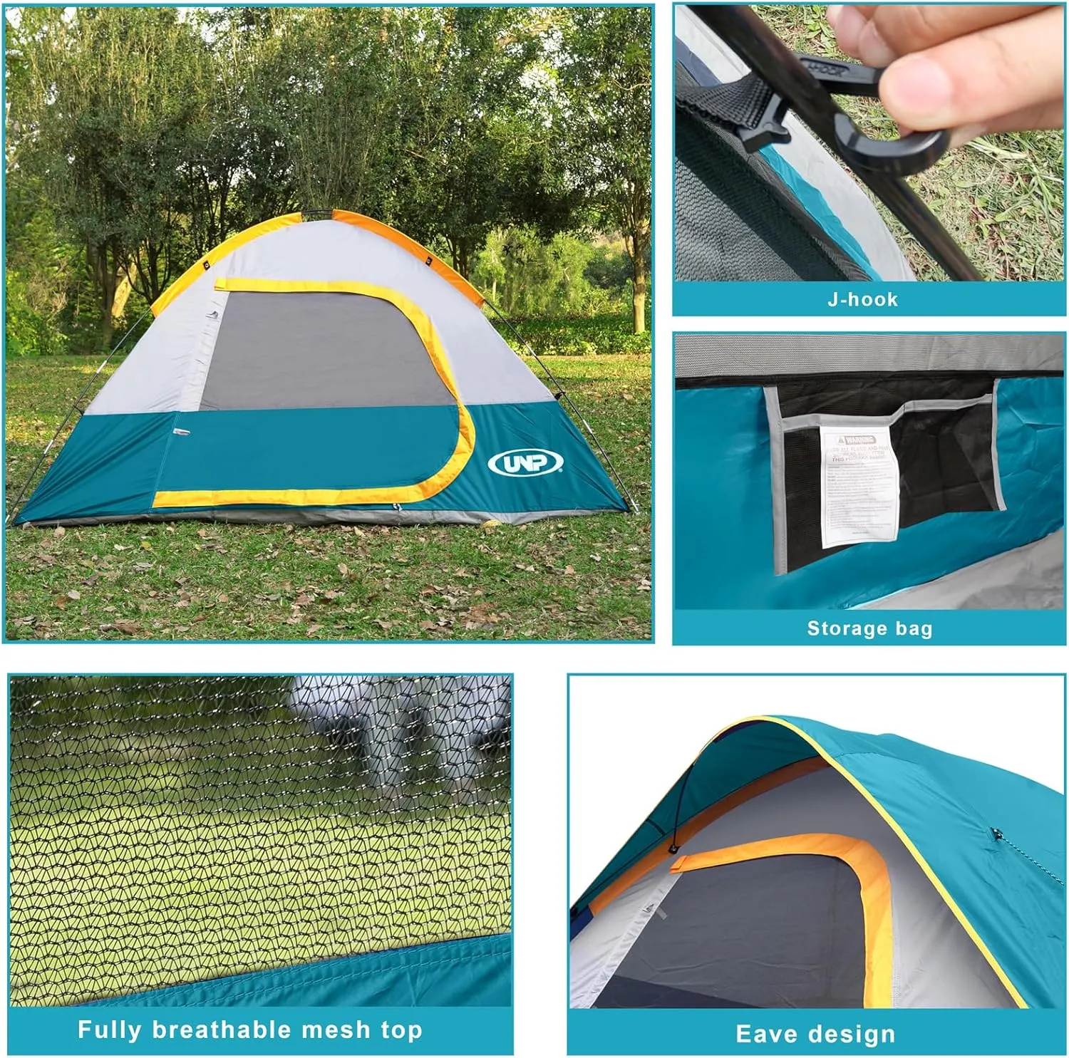 Camping Tent 4 Person, Waterproof Windproof Tent with Rainfly Easy Set up-Portable Dome Tents for Camping