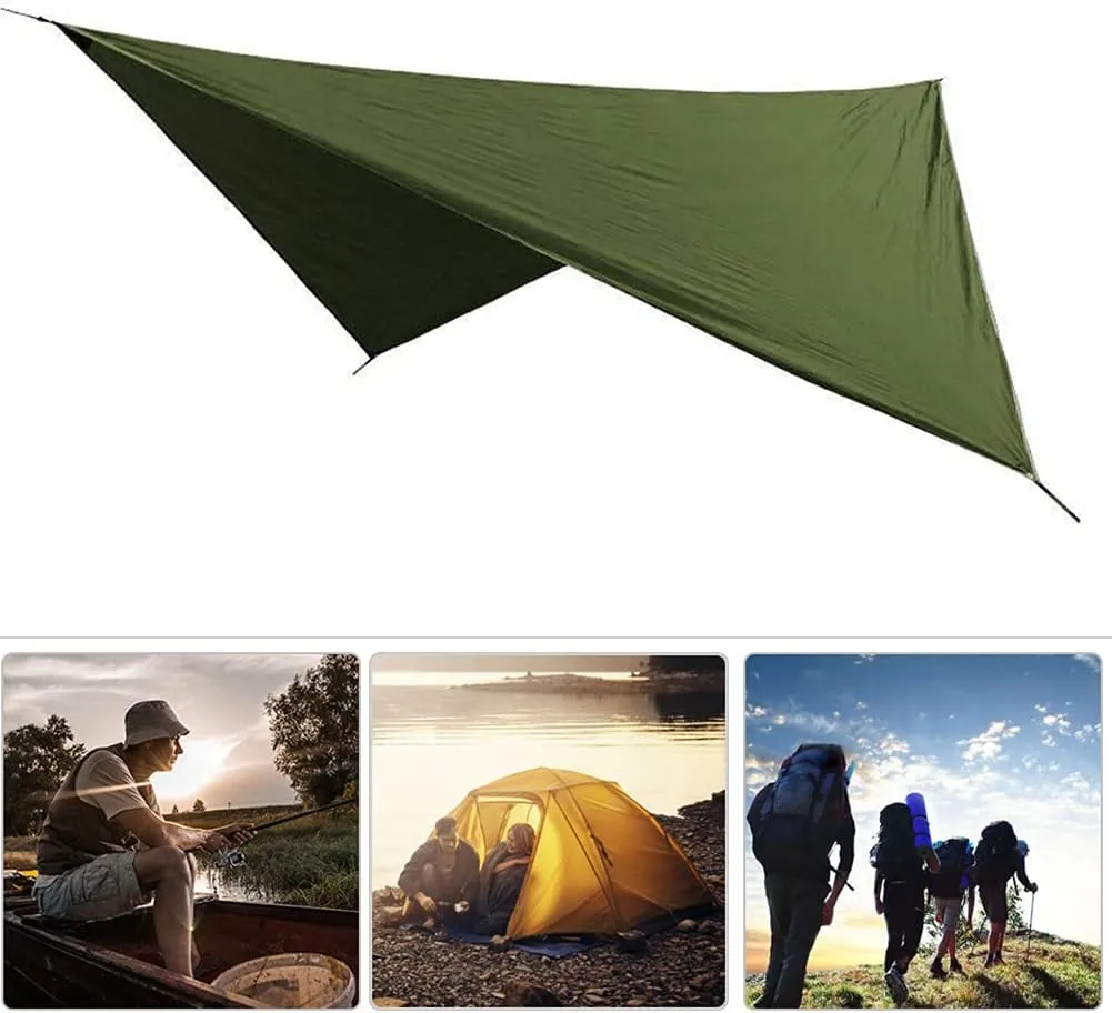 Camping Tent Canopy, 210T Polyester Fabric Outdoor Waterproof Sun Proof Camping Ground Mat Tent Hammock Awning