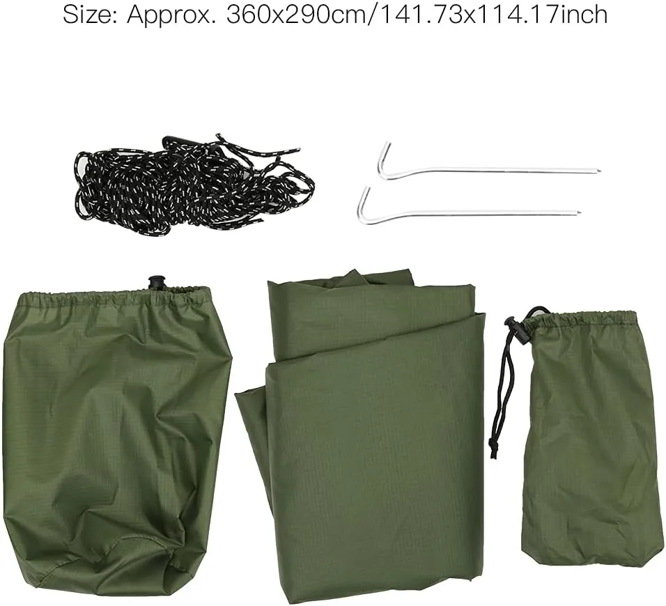 Camping Tent Canopy, 210T Polyester Fabric Outdoor Waterproof Sun Proof Camping Ground Mat Tent Hammock Awning