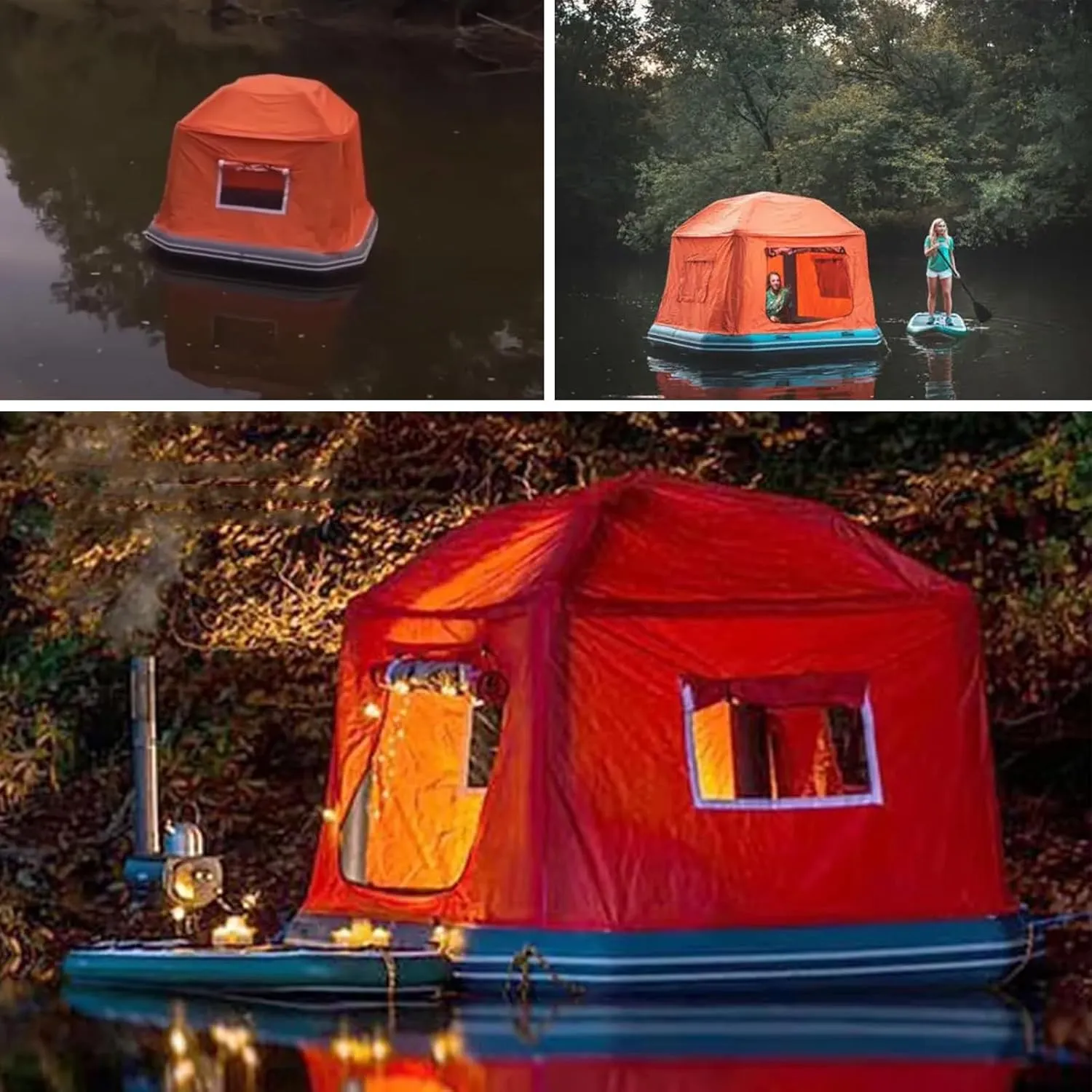 Camping Tent Inflatable Pool Floats Easy Setup Blow Up Tent with Pump for Adults Fishing Raft Boat