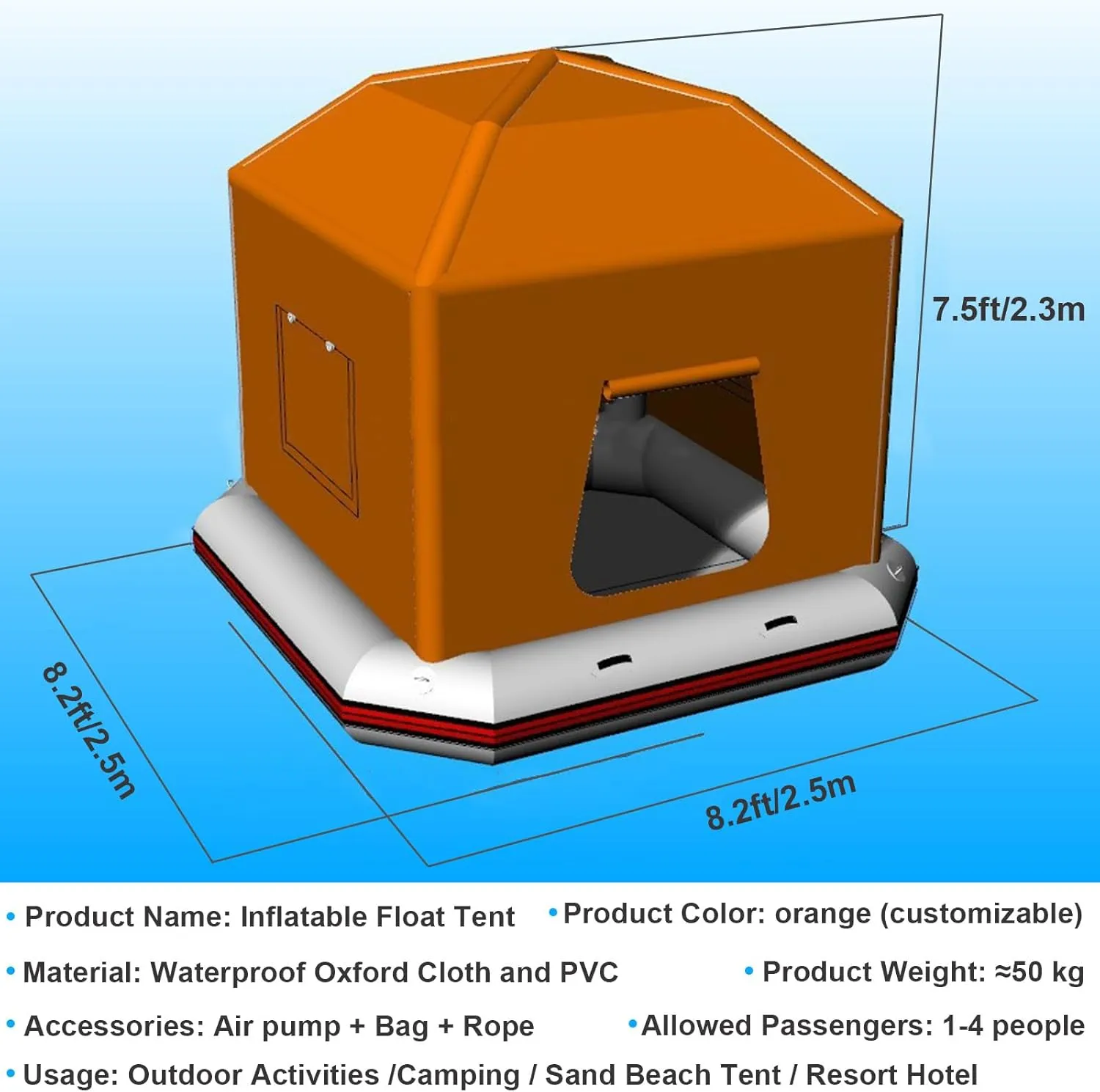 Camping Tent Inflatable Pool Floats Easy Setup Blow Up Tent with Pump for Adults Fishing Raft Boat