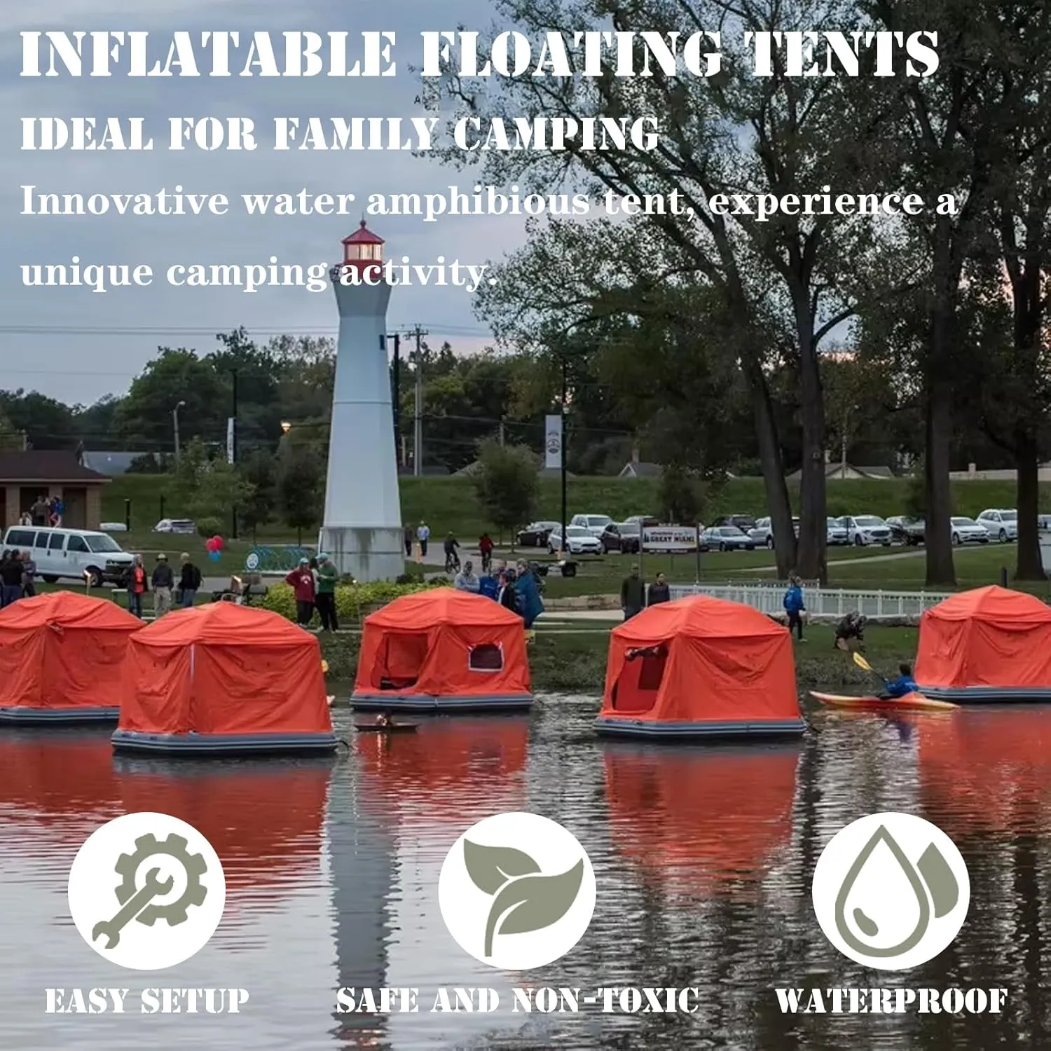 Camping Tent Inflatable Pool Floats Easy Setup Blow Up Tent with Pump for Adults Fishing Raft Boat