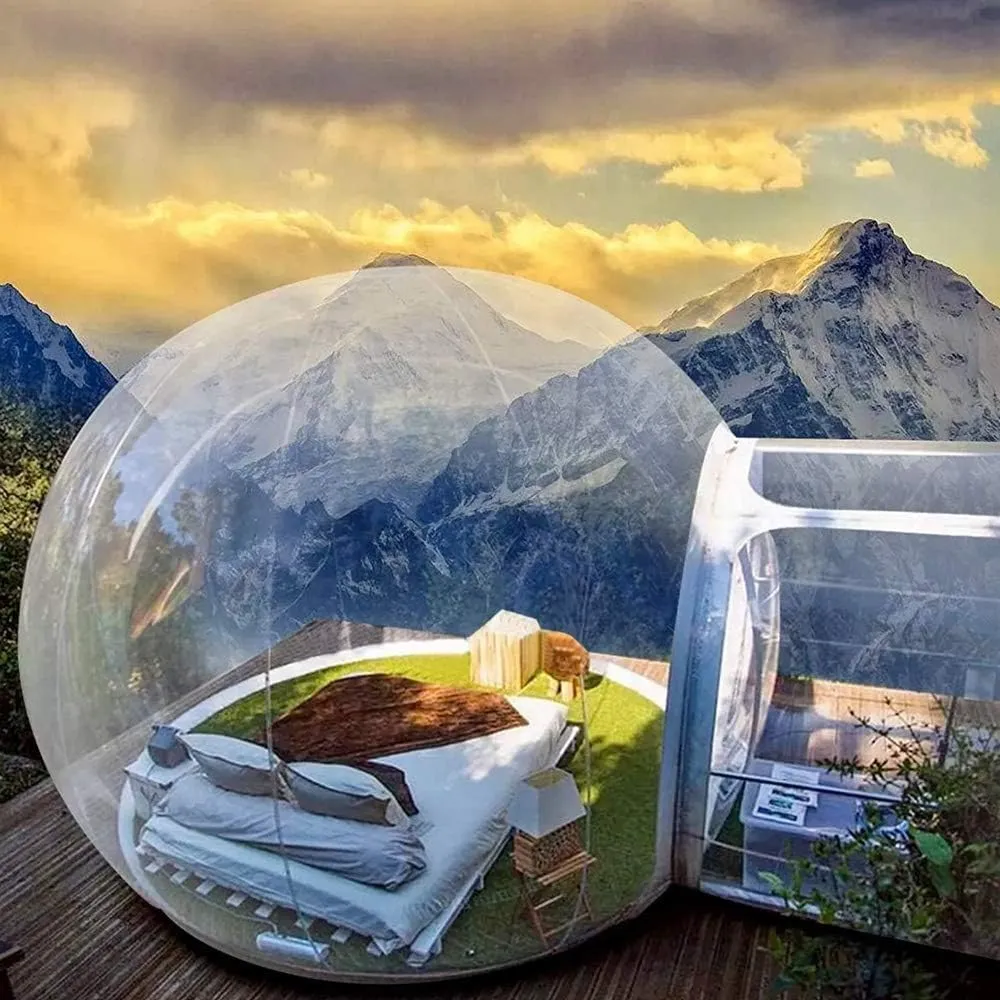 Camping Tent Transparent,Outdoor Inflatable Bubble Camping Tent,Clear Dome Camping Cabin with Quiet Air Blower DIY Outdoor Family Backyard Camping Stargazing