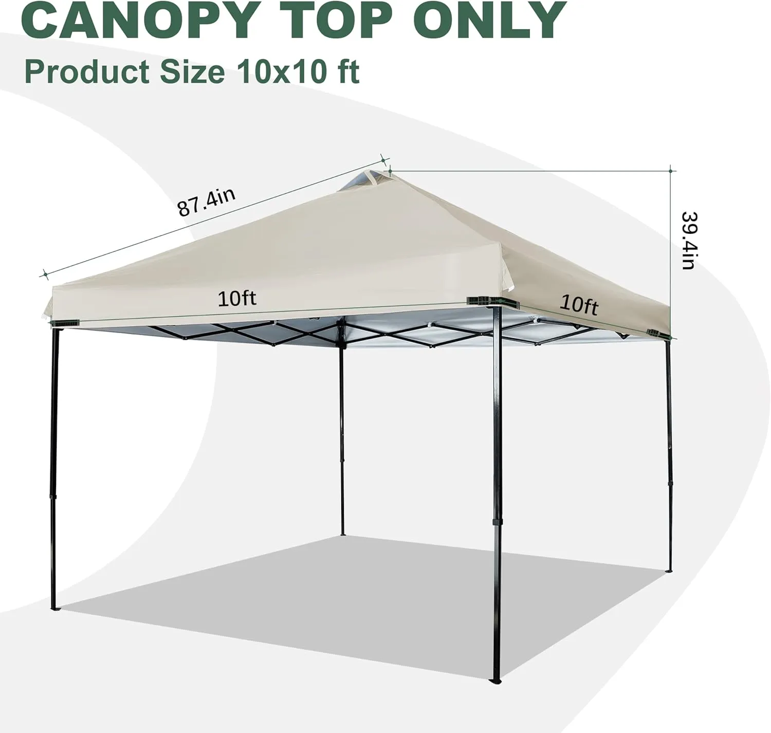 Canopy Replacement Top Silver Coated with Air Vent Upgraded Adjustable Straps for Most 10x10 Straight Leg Frame, (Beige)