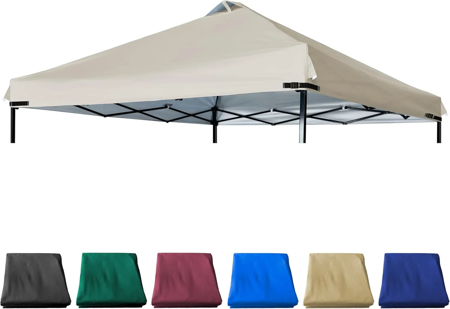 Canopy Replacement Top Silver Coated with Air Vent Upgraded Adjustable Straps for Most 10x10 Straight Leg Frame, (Beige)