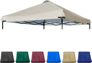 Canopy Replacement Top Silver Coated with Air Vent Upgraded Adjustable Straps for Most 10x10 Straight Leg Frame, (Beige)