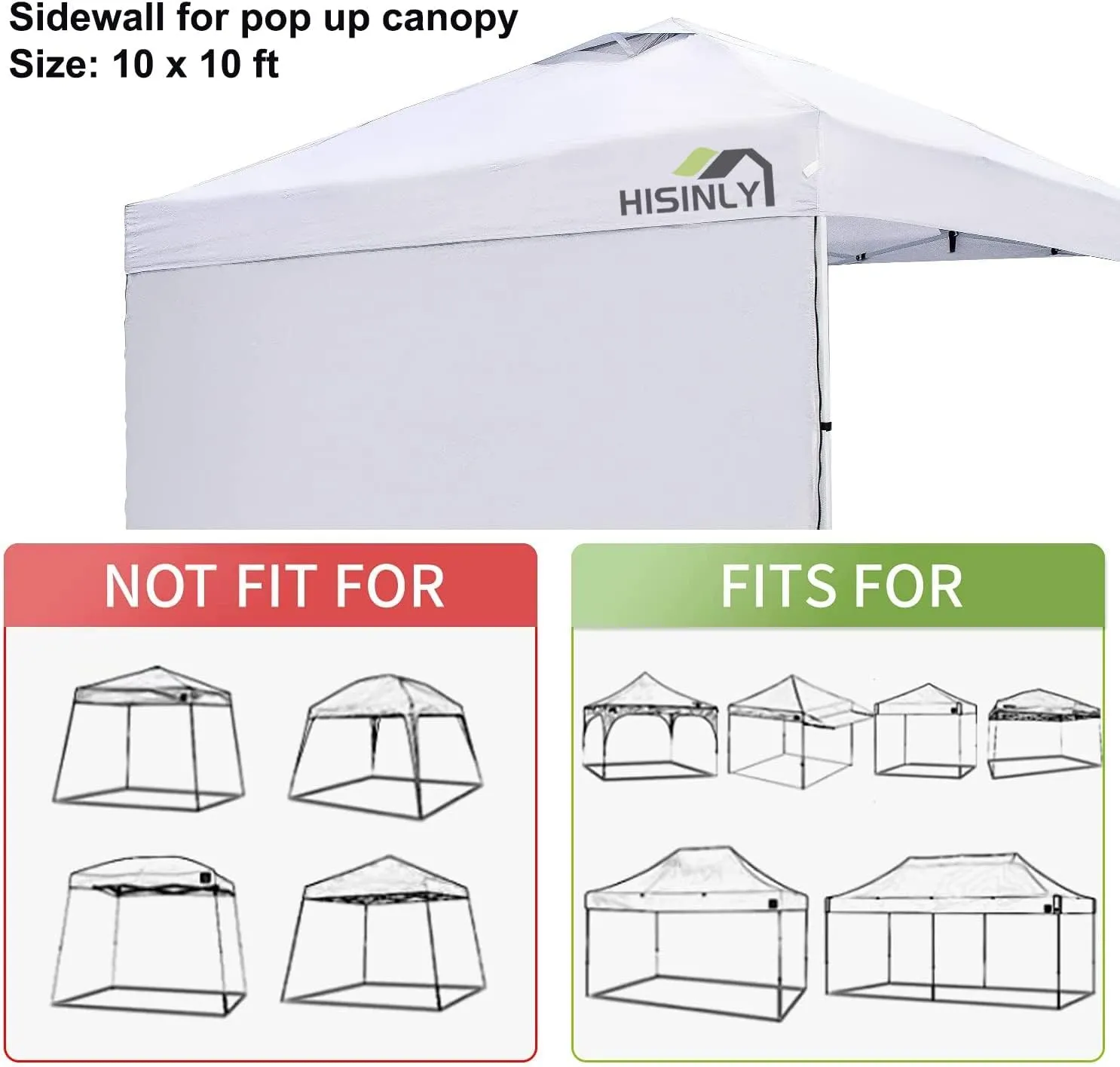 Canopy Sidewalls 10 * 10 ft, 3PCS Sunwalls with 210D Oxford Cloth, UV Protection and Waterproof, Suits Pop-up Tent/Instant Canopy/Commercial Canopy, White (Sidewall Only)