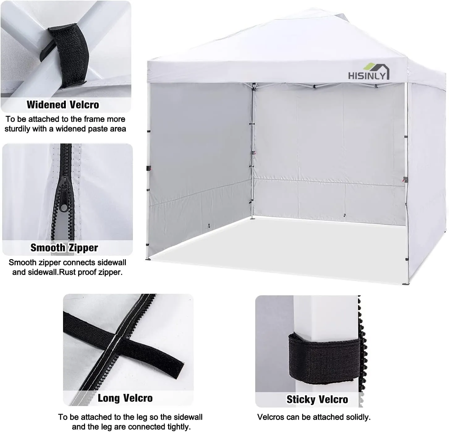 Canopy Sidewalls 10 * 10 ft, 3PCS Sunwalls with 210D Oxford Cloth, UV Protection and Waterproof, Suits Pop-up Tent/Instant Canopy/Commercial Canopy, White (Sidewall Only)