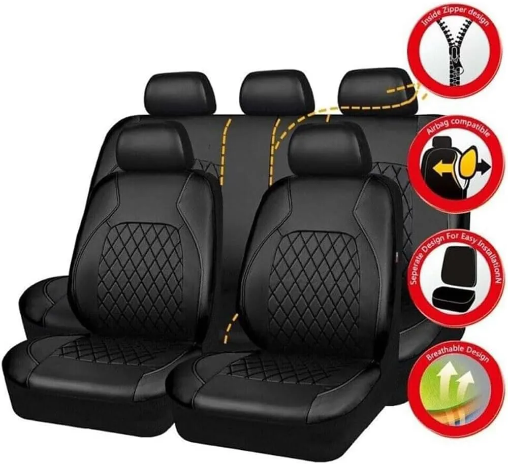 Car Seat Cover Sets for Ford Escape 2008-2022,Front Rear Covers Protector Waterproof Breathable Comfortable Full Surround Kit Airbag Compatible Accessories,Black