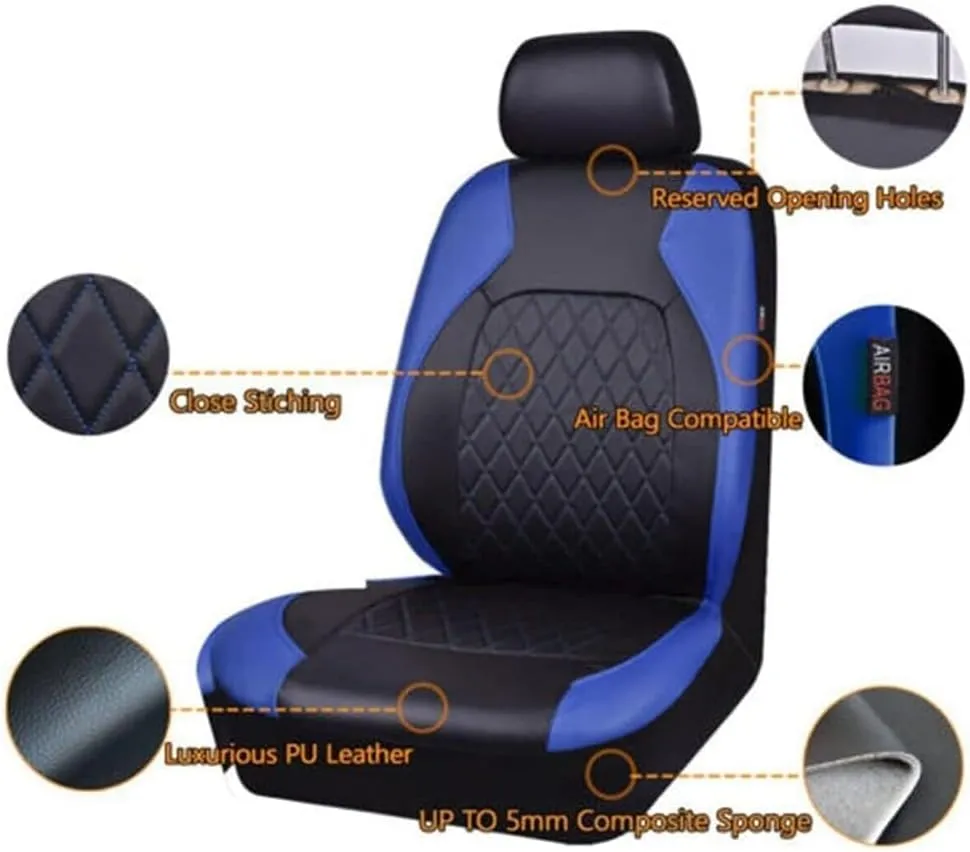 Car Seat Cover Sets for Ford Escape 2008-2022,Front Rear Covers Protector Waterproof Breathable Comfortable Full Surround Kit Airbag Compatible Accessories,Blue