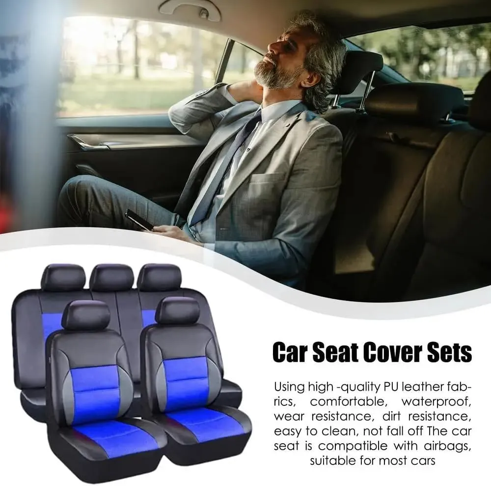 Car Seat Cover Sets for Holden Statesman,Front Rear Covers Protector Waterproof Breathable Comfortable Full Surround Kit Airbag Compatible Accessories,Blue