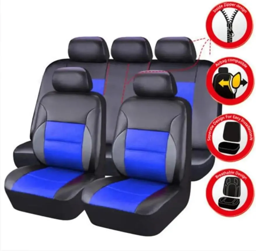 Car Seat Cover Sets for Holden Statesman,Front Rear Covers Protector Waterproof Breathable Comfortable Full Surround Kit Airbag Compatible Accessories,Blue