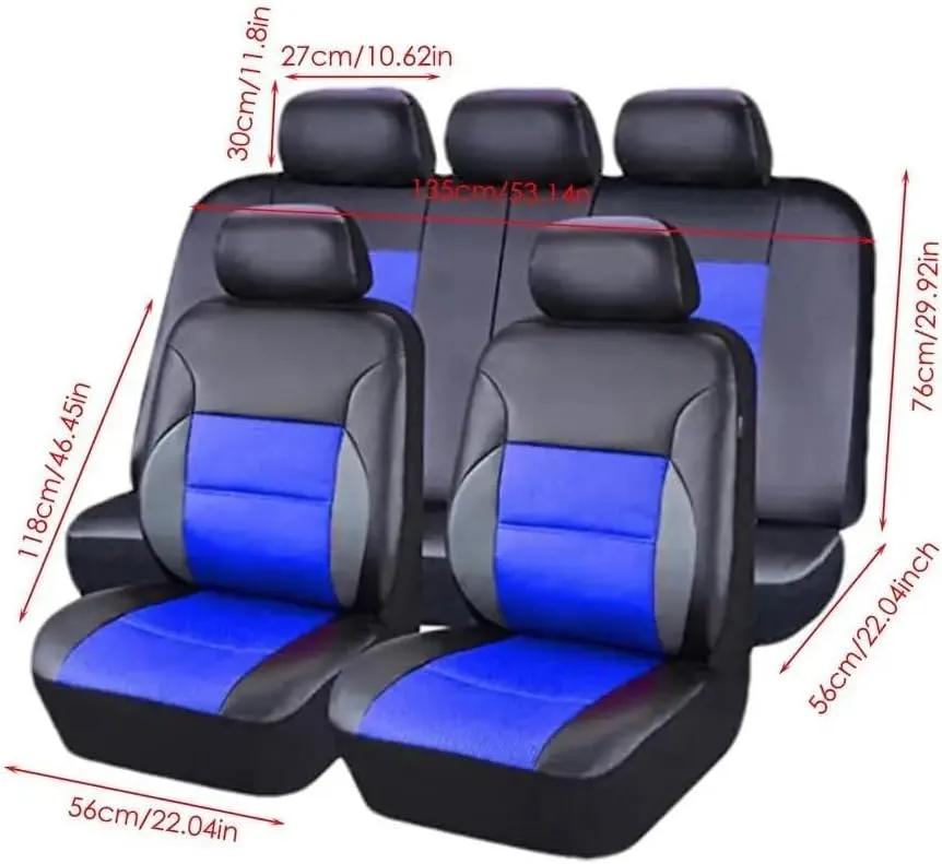 Car Seat Cover Sets for Holden Statesman,Front Rear Covers Protector Waterproof Breathable Comfortable Full Surround Kit Airbag Compatible Accessories,Blue