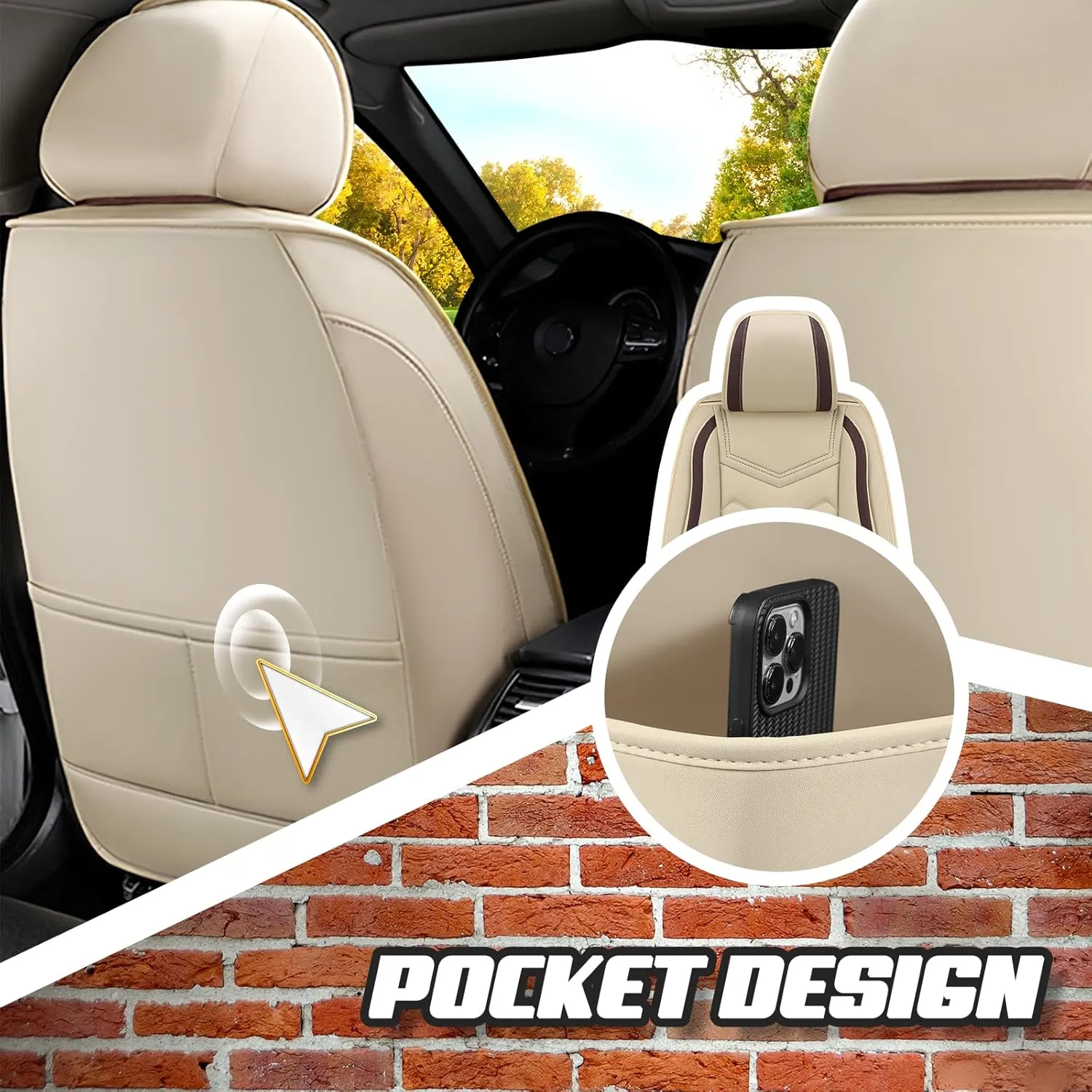 Car Seat Covers for Genesis GV80 2021-2025, Premium Nappa Leather Car Seat Cover, Stylish Sport Seat Covers， Automobile Seat Cover Sets.(Luxury 5 Seats/Beige)