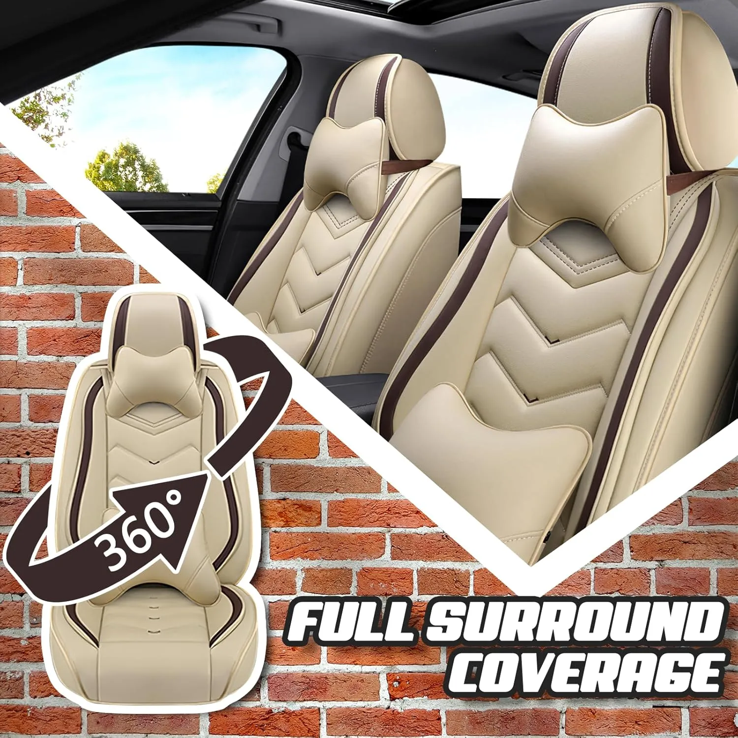 Car Seat Covers for Genesis GV80 2021-2025, Premium Nappa Leather Car Seat Cover, Stylish Sport Seat Covers， Automobile Seat Cover Sets.(Luxury 5 Seats/Beige)