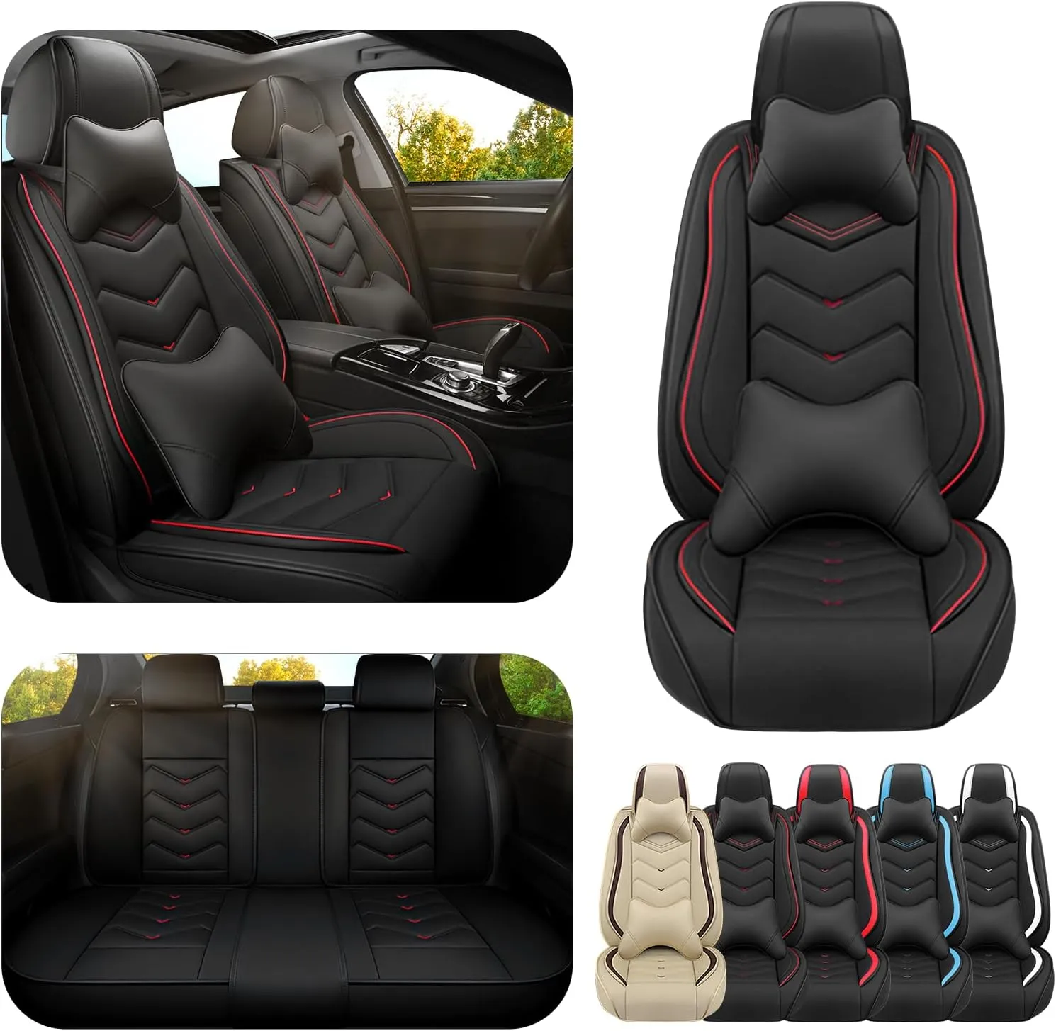 Car Seat Covers for Honda Accord 2000-2025, Premium Nappa Leather Car Seat Cover, Stylish Sport Seat Covers， Automobile Seat Cover Sets.(Luxury 5 Seats/Black)