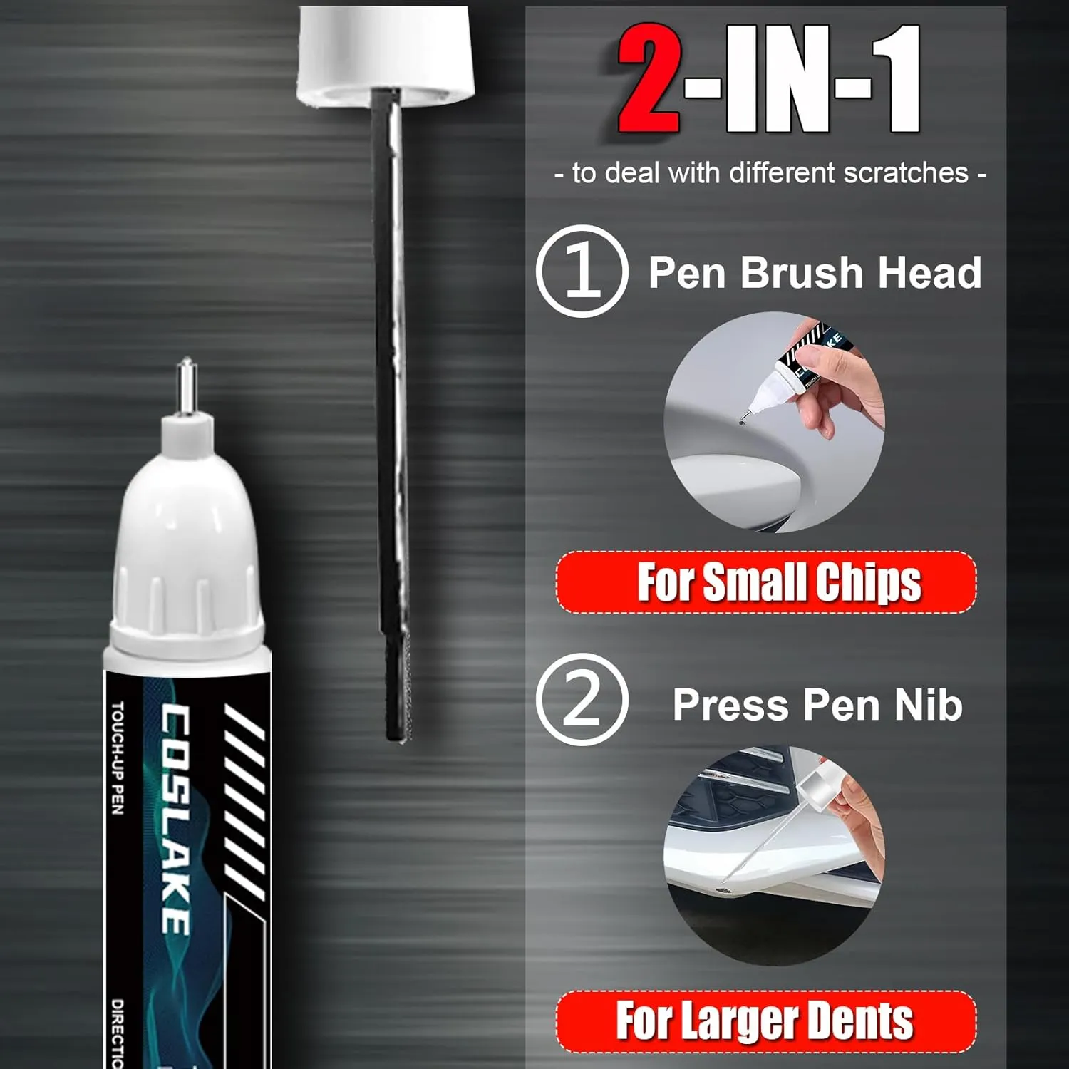 Car Touch Up Paint(Glacier White Metallic(LS9R/2Y)) for Audi, Car Paint Scratch Repair Kit, Quick & Easy Solution to Repair, 2 in 1 Scratch Remover Pen with Color-Matched