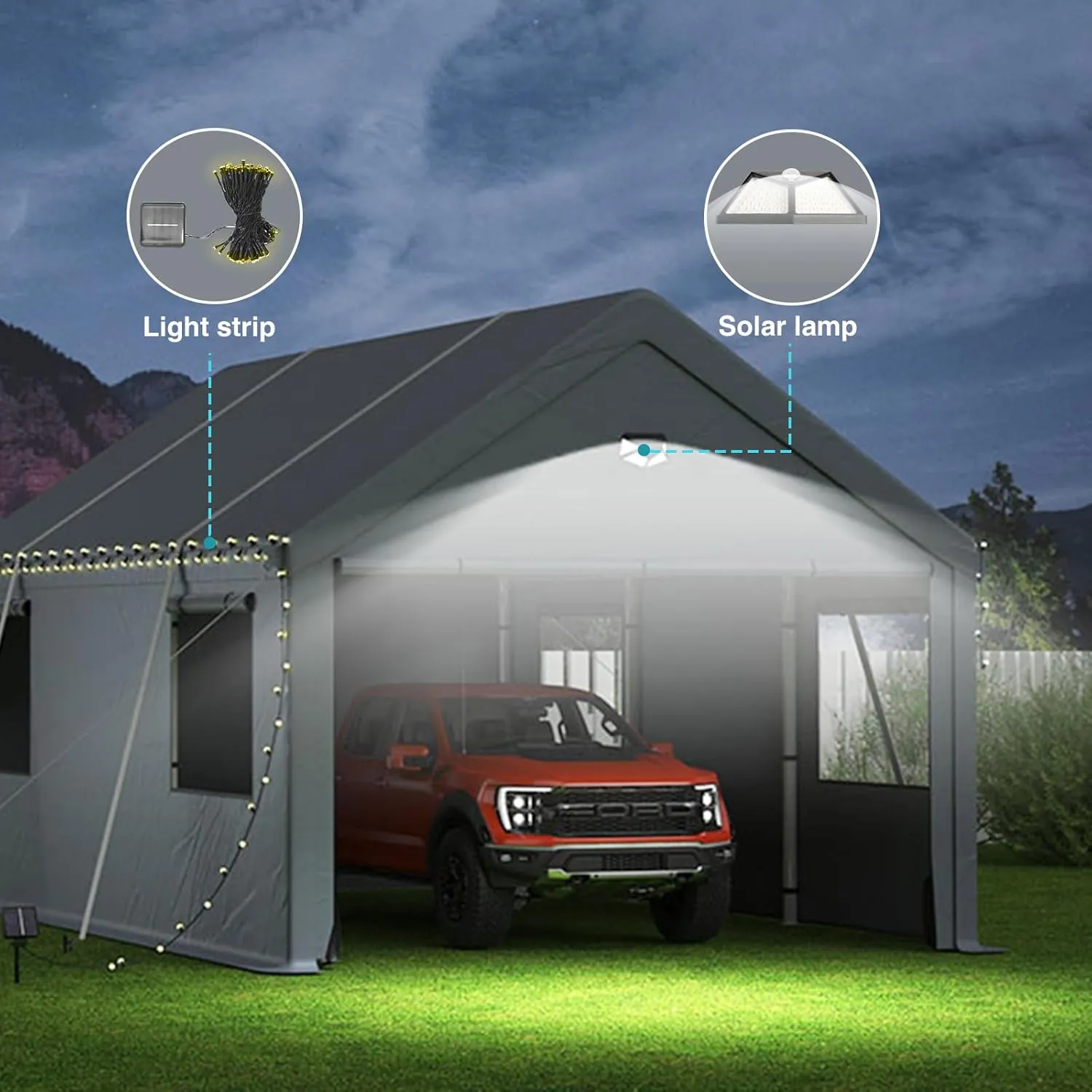Carports 20X20 Heavy Duty,Car Ports with 180G Removable Side Walls,Carport Canopy,Portable Car Port Garage,Car Shelter All Weather,Grey