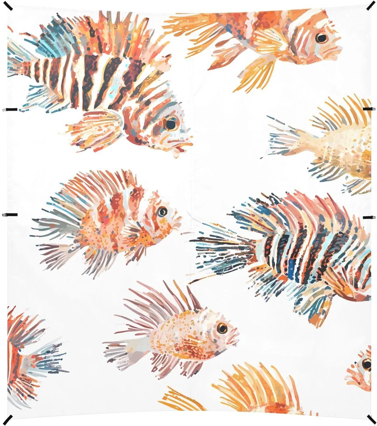 Cartoon Lionfish Foldable Beach Canopy UPF50 Easy Setup Large Sun Shelter with Carrying Bag for Family Trips, Picnics & Camping