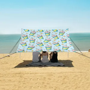 Cartoon of Soft Drink Cups Beach Camping Tent Sun Shelter for Whole Family, Beach Shade Canopy with UPF50  UV Protection,Easy Set Up and Carry,Outdoor Shade for Trips, Fishing, Backyard Fun Pic