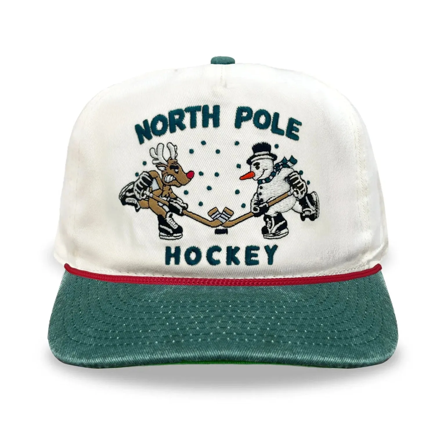 Celly Hockey North Pole Hockey Snapback Hat - Cream/Evergreen