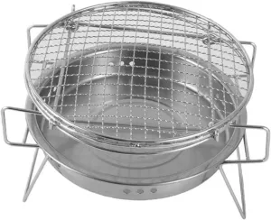 Charcoal Grills Outdoor BBQ Grill Rack Grate Mini Round Portable Camping Pot Baking Cooking Barbecue Mesh Wood Coal Stove
