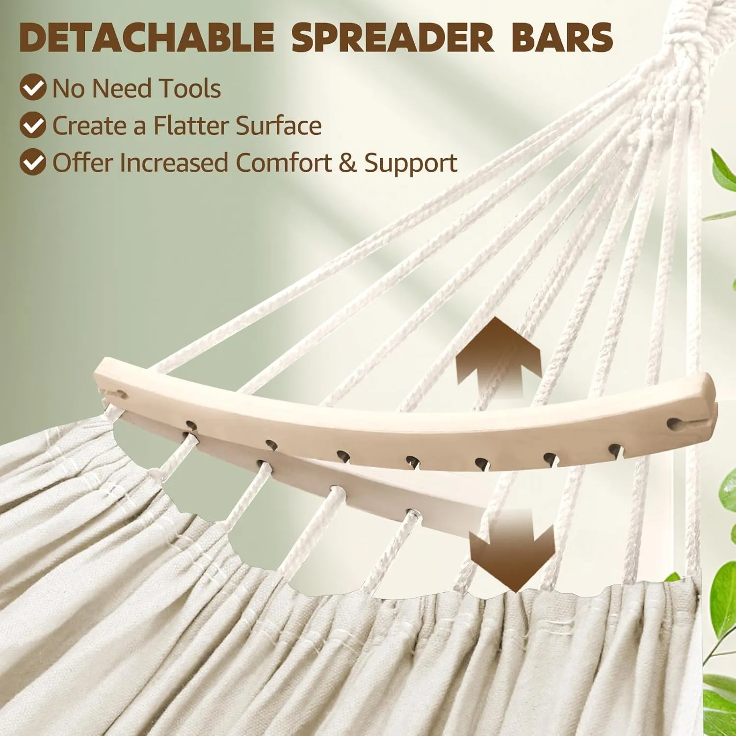 Chihee Cotton Hammock Large Soft Breathable Camping Hammock Holds Up to 660lbs Portable Tree Hammocks with Detachable Spreader Bar Pillow 2 Strong Webbings 2 Carabiners Patio Garden Indoor Outdoor