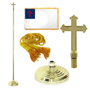 Christian Indoor Kit with 4ft x 6ft flag and gold telescopic pole