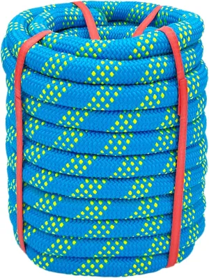 Climbing Rope 3/4 in x 50 Ft Blue Bull Rope Polyester Braided Arborist Rope 48 Strands Climbing Rope for Adults for Tree Pulling,Nautical Rigging Rope Rope Swing for Tree