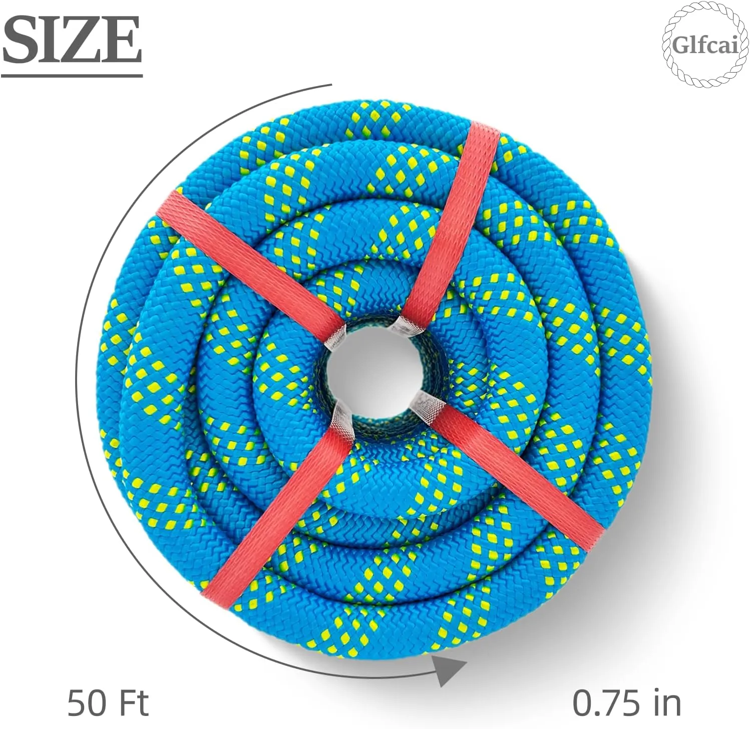 Climbing Rope 3/4 in x 50 Ft Blue Bull Rope Polyester Braided Arborist Rope 48 Strands Climbing Rope for Adults for Tree Pulling,Nautical Rigging Rope Rope Swing for Tree