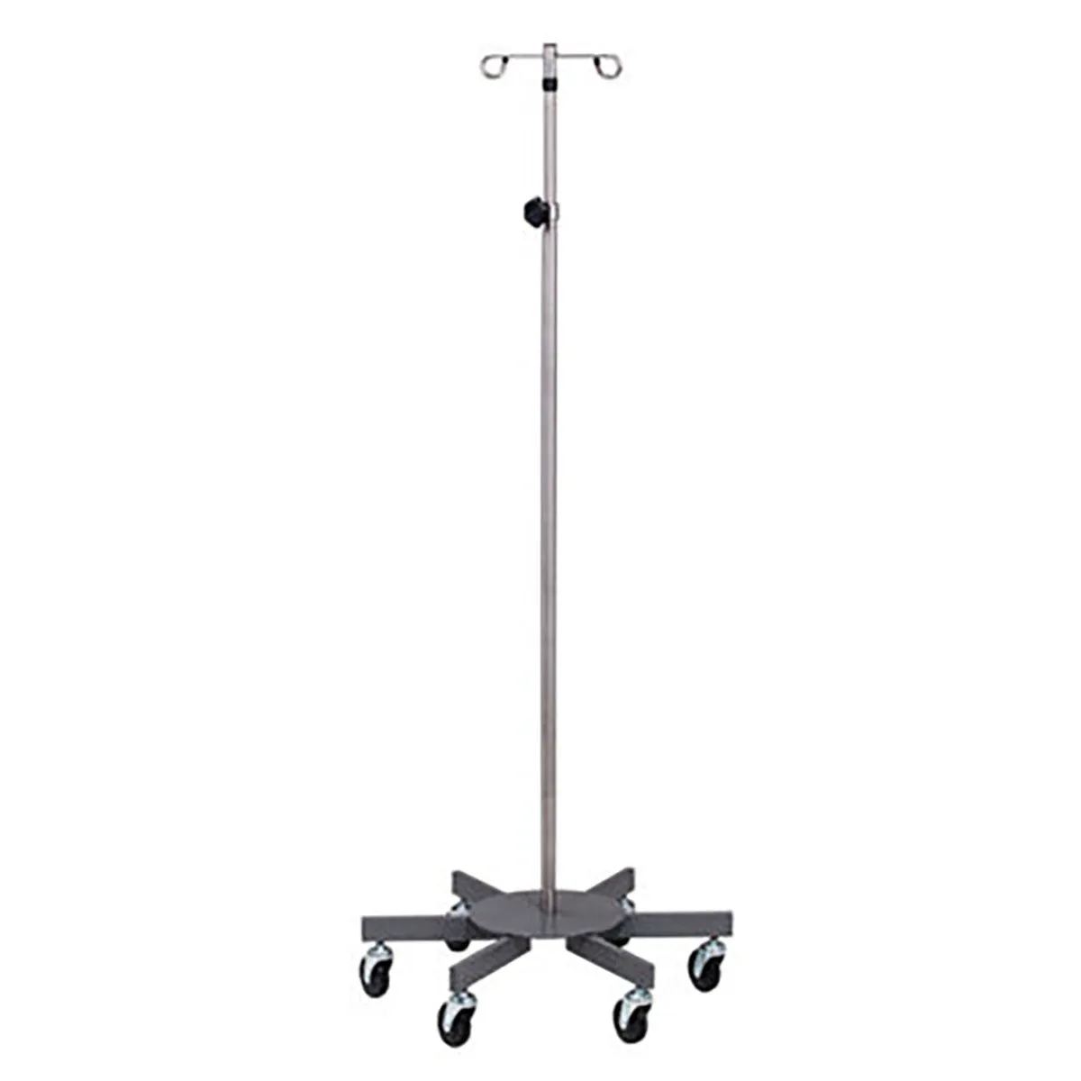 Clinton IVS-7332 , 2-Hook Iv Pole, Stainless Steel, 6-Leg