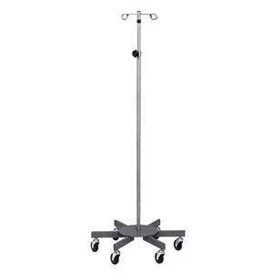 Clinton IVS-7332 , 2-Hook Iv Pole, Stainless Steel, 6-Leg