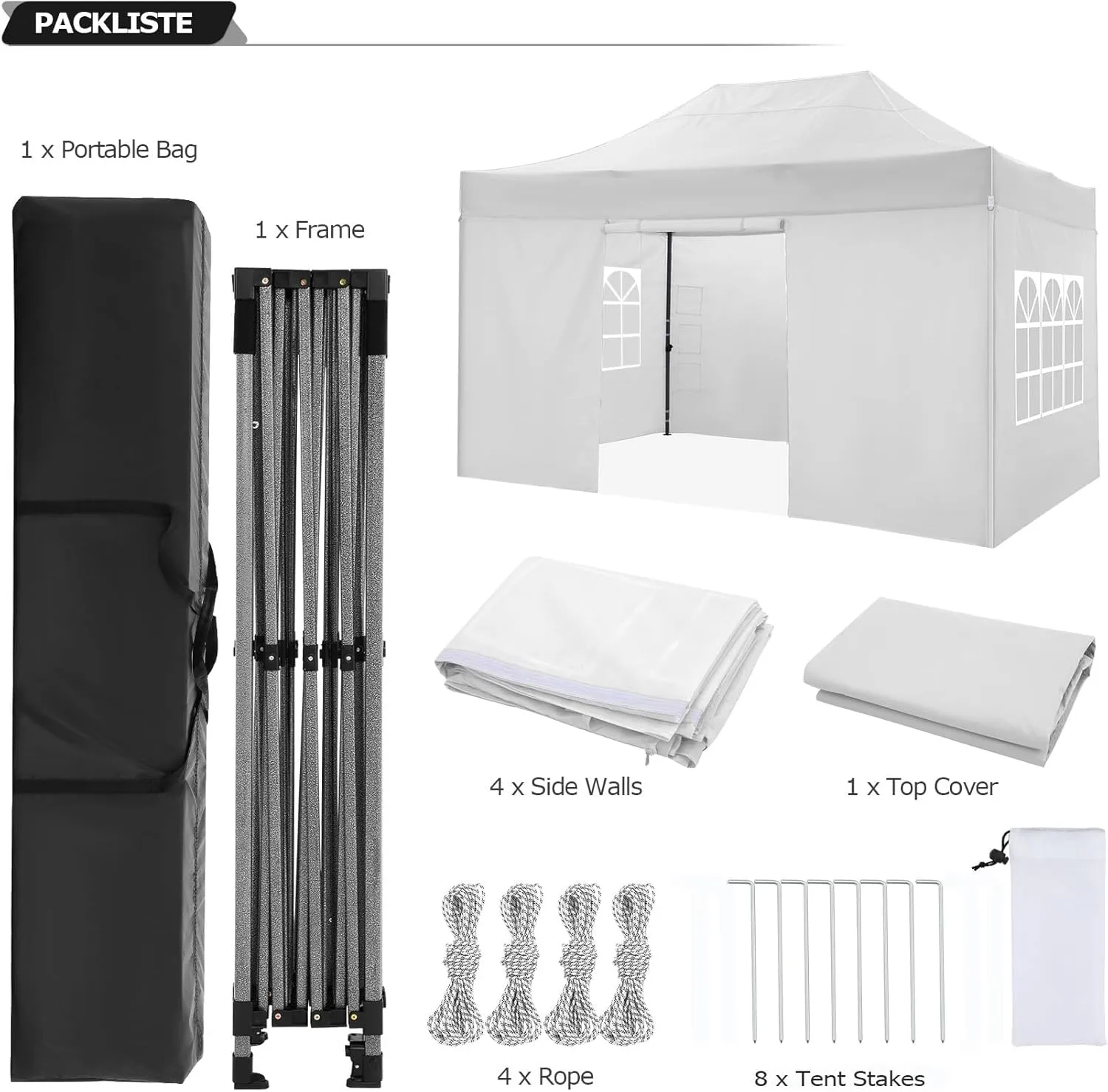 COBIZI 10x15 Pop up Canopy Tent 10x15 Canopy with 4 Sidewalls Waterproof Heavy Duty Commercial Canopy Tent for Parties Outdoor Tent Garden Gazebo Tent, Carry Bag(10x15ft, White)