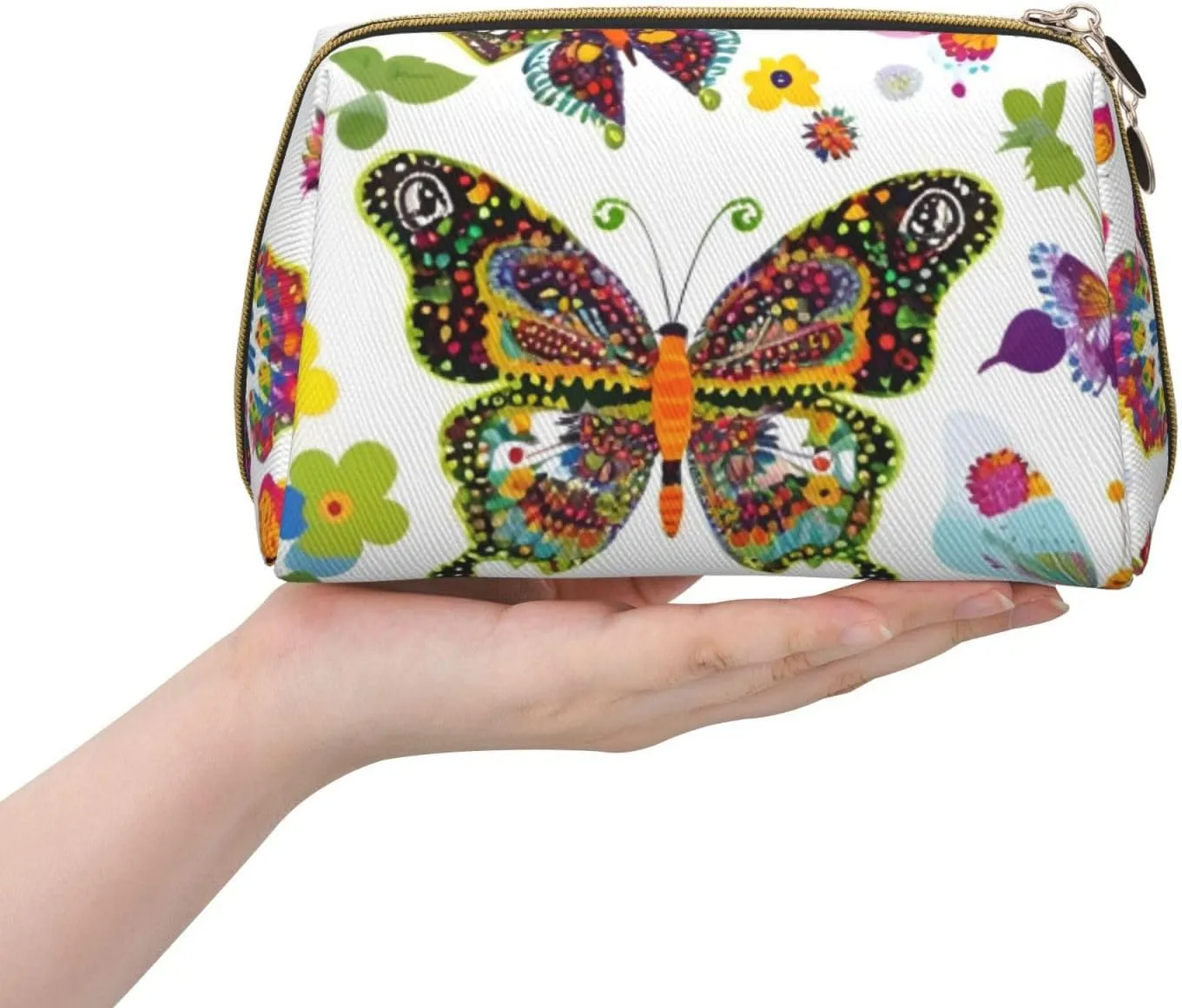 Colorful Butterflies Toiletry Pouch, Travel-Friendly Makeup Organizer For Makeup Brushes, Lipsticks