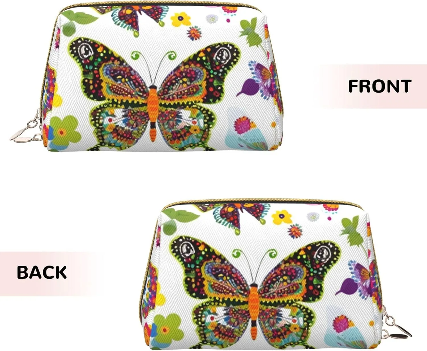 Colorful Butterflies Toiletry Pouch, Travel-Friendly Makeup Organizer For Makeup Brushes, Lipsticks