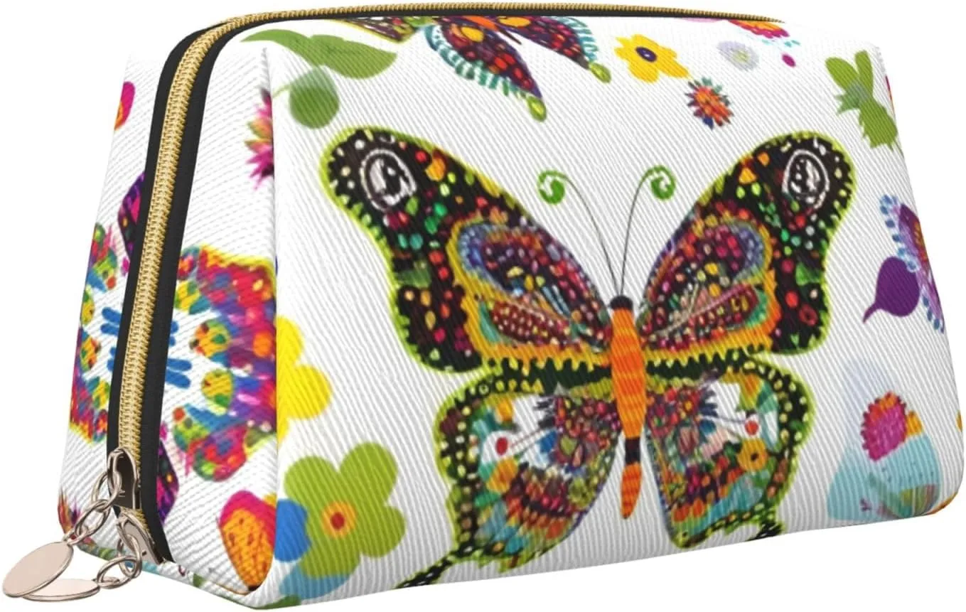 Colorful Butterflies Toiletry Pouch, Travel-Friendly Makeup Organizer For Makeup Brushes, Lipsticks