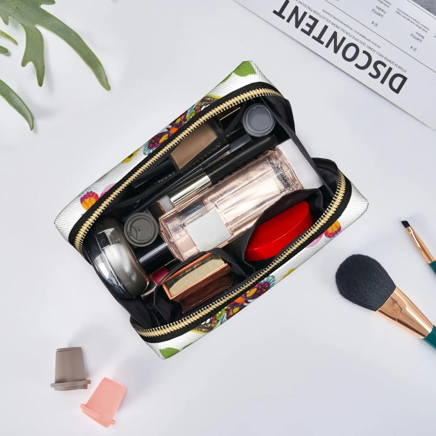 Colorful Butterflies Toiletry Pouch, Travel-Friendly Makeup Organizer For Makeup Brushes, Lipsticks