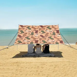 Colorful Retro Westen Boots Beach Canopy Tent Anti-UV & Wind Resistant, Camping Sun Shelter Easy Setup Portable,Outdoor Shade Tents with Sandbags,Sand Shovels,Ground Pegs & Stability Poles