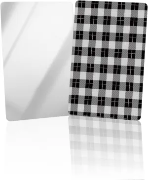 Compact Card Mirror, Unbreakable Stainless Steel Makeup Mirror Black and White Lattice Buffalo Check Rectangular Handheld Small Travel Mirror for Camping, Travelling