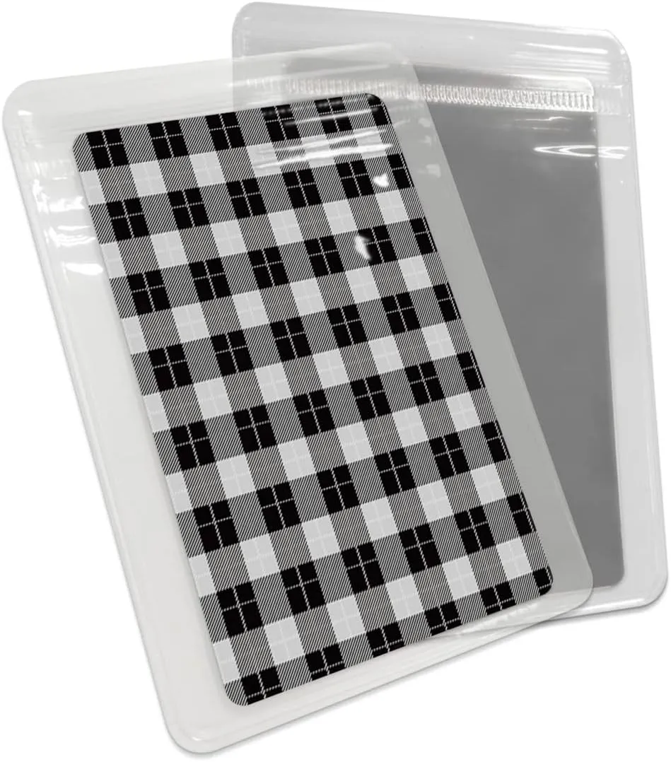 Compact Card Mirror, Unbreakable Stainless Steel Makeup Mirror Black and White Lattice Buffalo Check Rectangular Handheld Small Travel Mirror for Camping, Travelling
