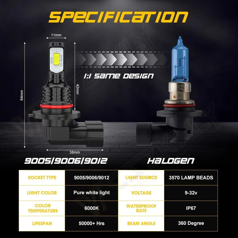 Compatible for 2003 2004 2005 2006 GMC Sierra 1500 Lights 2500HD 3500, Combo High Beam Low Beam Fog Light Bulbs Kit, Pack of 6
