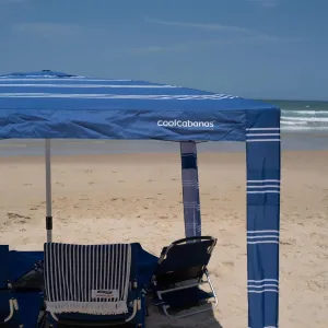 CoolCabana Beach Shade Tent - Easy Setup, UPF 50  Protection, Large & Medium Sizes, Compact & Wind Resistant - Beach Cabana for The Whole Family - Coronado Navy, Medium