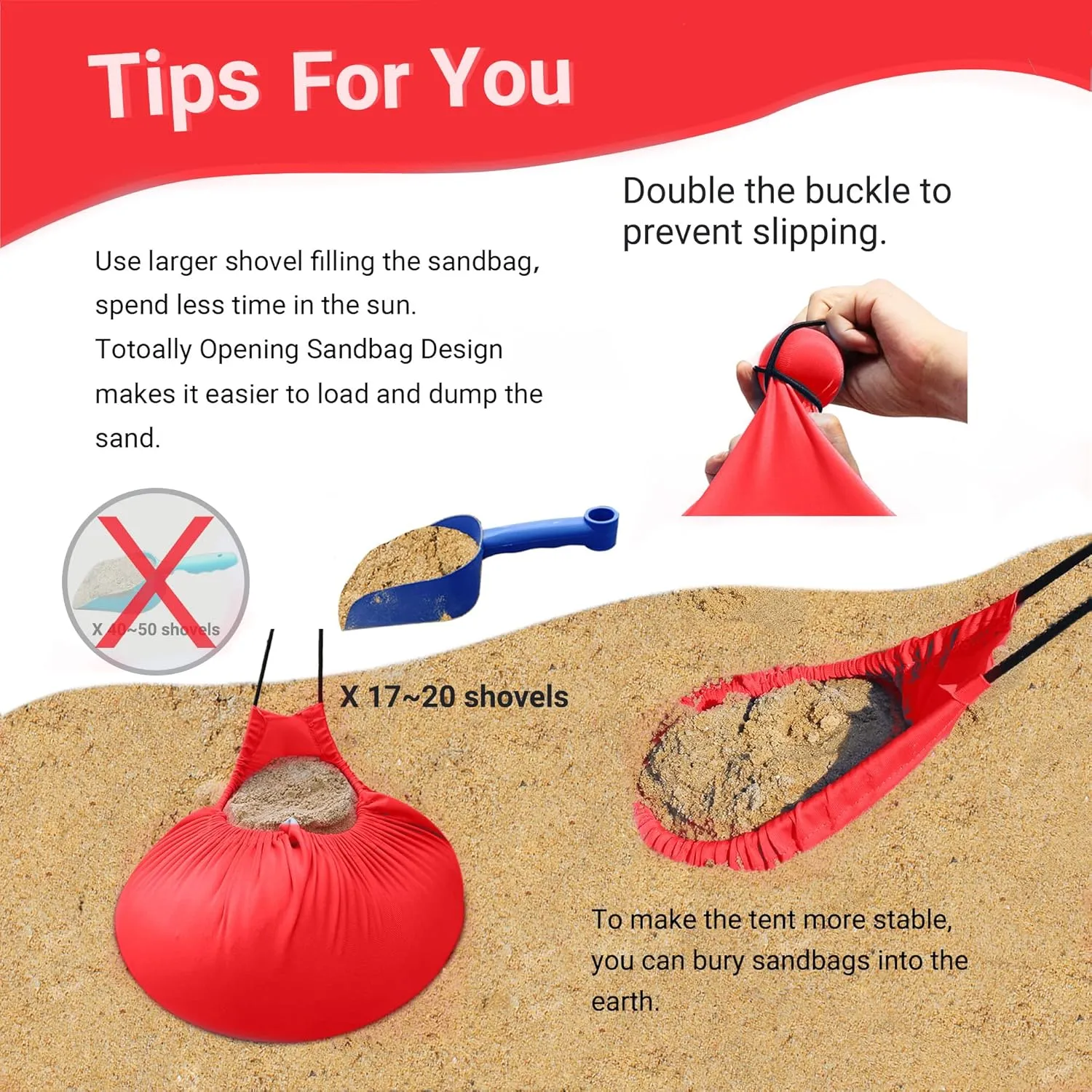 CROWN SHADES 10x10 Beach Tent Portable Pop Up Camping Sun Shelter UPF50  Outdoor Canopy for 2-4Persons with 7FT Adjustable Aluminium 4Poles Extra-Large Big Sand Shovel(10x10 with 4 Poles, Red)