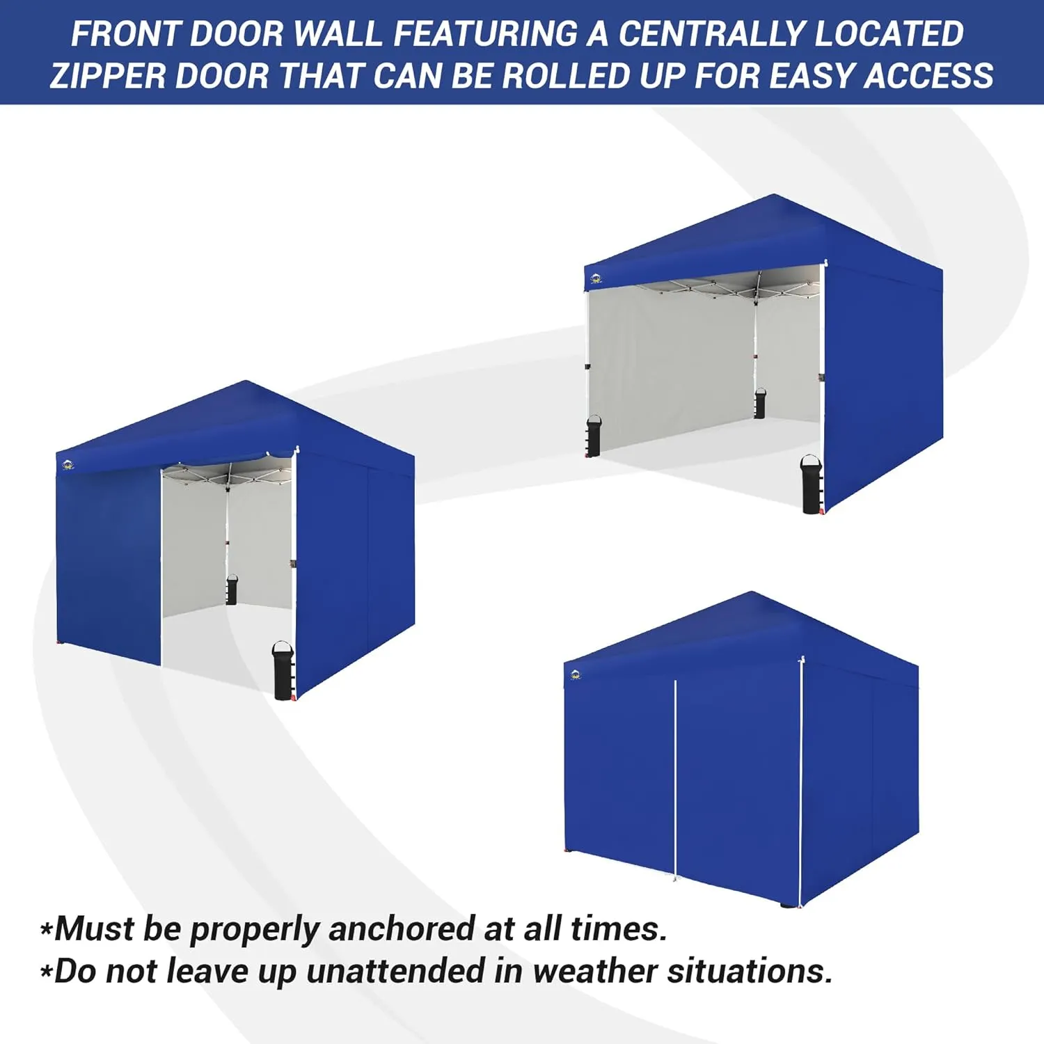 CROWN SHADES 10X10 Comercial Instant Canopy Pop Up Tent with Center Lock (10x10 with 4 Sidewalls, Navy Blue)