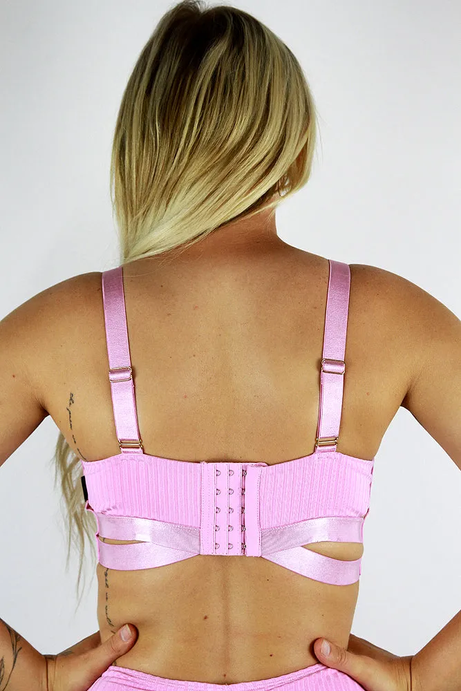 Crystal Strappy Bralette – Rose Quartz