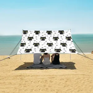 Cute Black Cats Bone Beach Camping Tent Sun Shelter for Whole Family, Beach Shade Canopy with UPF50  UV Protection,Easy Set Up and Carry,Outdoor Shade for Trips, Fishing, Backyard Fun Picnics