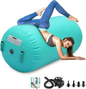 CZGBRO Air Roller Gymnastics Barrel Inflatable Tumbling Roller Air Mat Octagon Mat with Electric Pump for Backhandspring Training Cheerleading Home Use