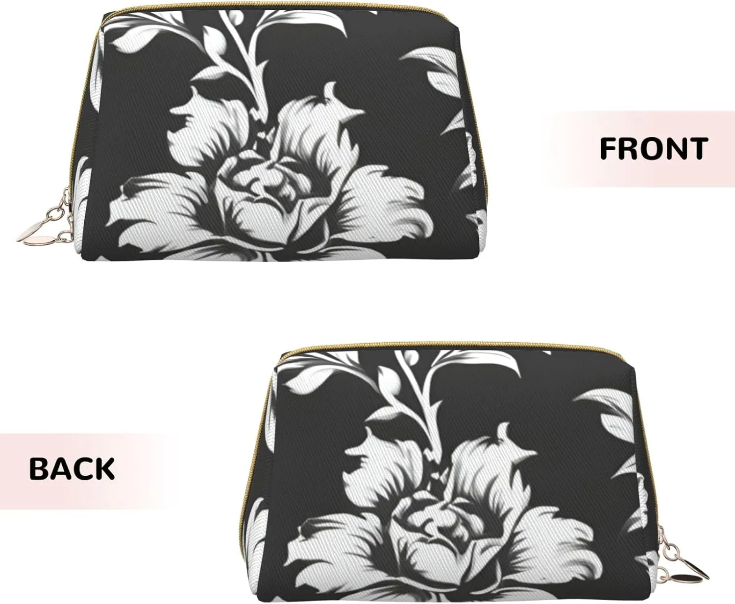 Damask Pattern Toiletry Pouch, Travel-Friendly Makeup Organizer For Makeup Brushes, Lipsticks